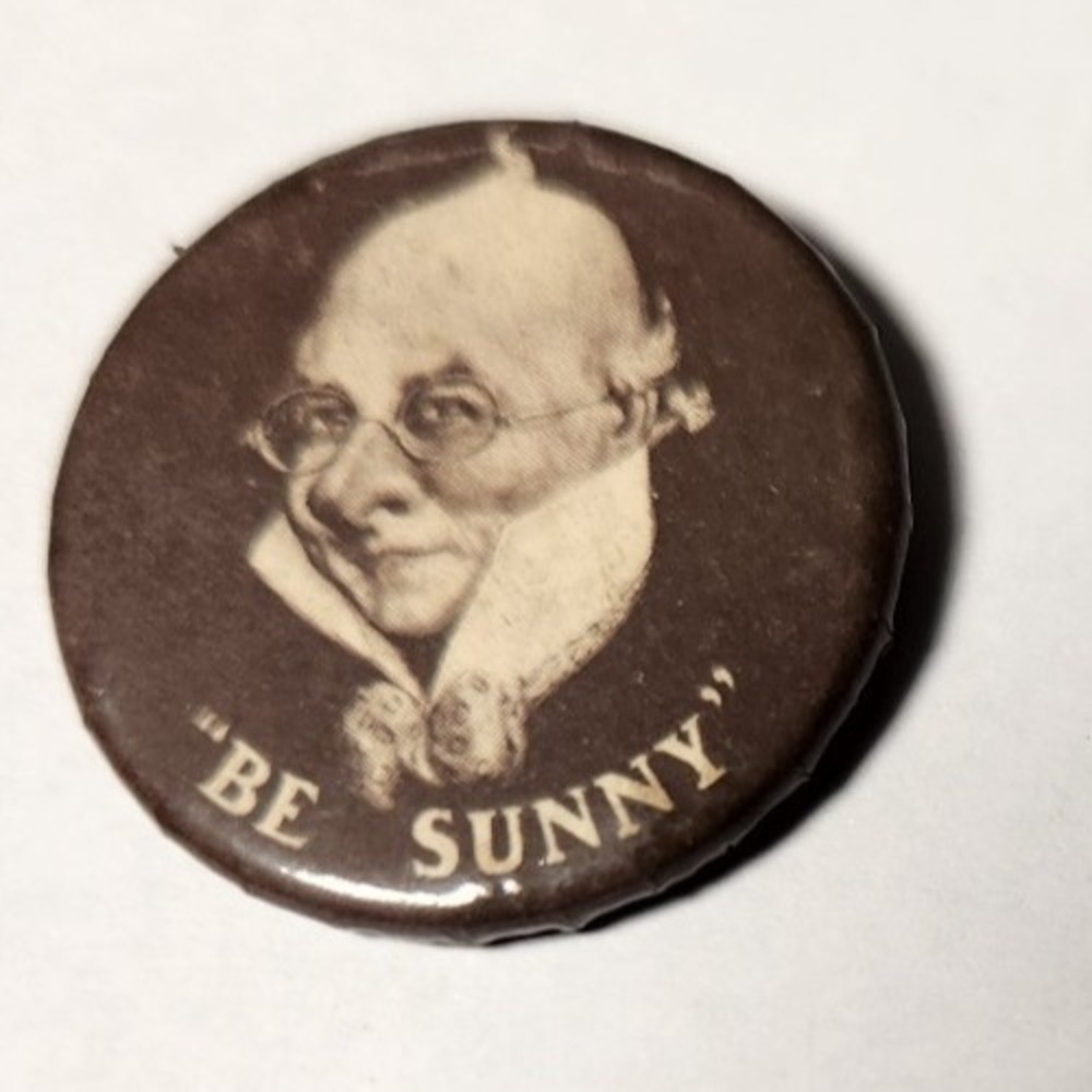 Early 1900's "BE SUNNY" Sunny Jim FORCE CEREAL pinback button w/paper